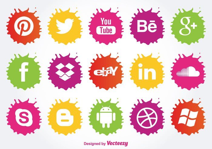 Paint Splatter Style Free Social Media Icons Vector 700x490 Paint Splatter Style Free Social Media Icons Vector