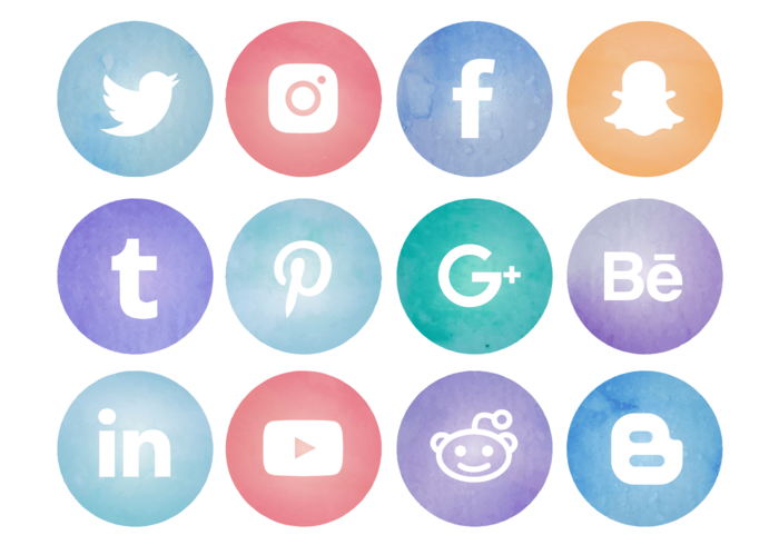 Free Watercolor Social Media Logos Vector 700x490 Free Watercolor Social Media Logos Vector