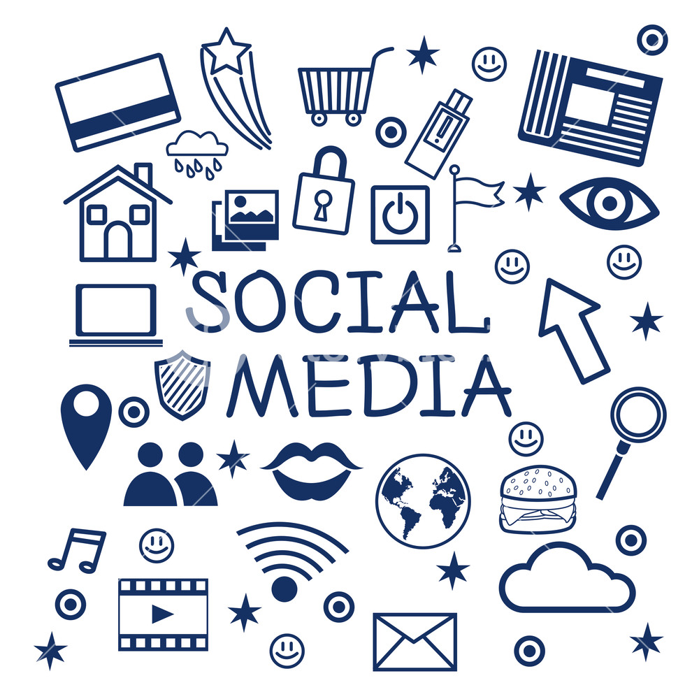 1000x1000 Social Media Symbols Vector Illustration Graphic Design Royalty