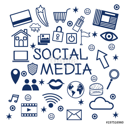 500x500 Social Media Symbols Vector Illustration Graphic Design Stock