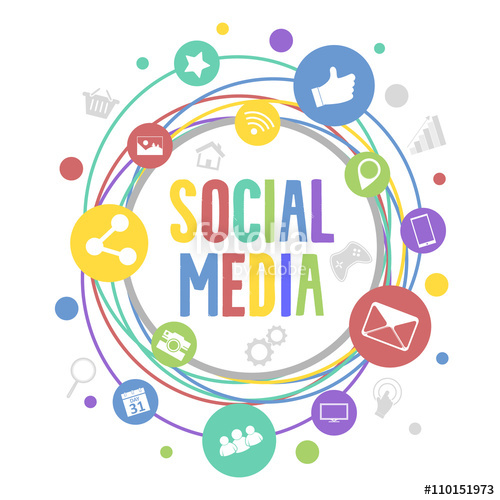 500x500 Social Media Vector Concept With Circle Colorful Icons Social