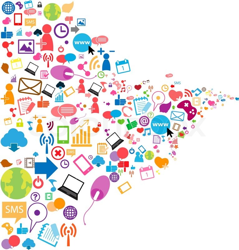 767x800 Social Network Background With Media Stock Vector Colourbox