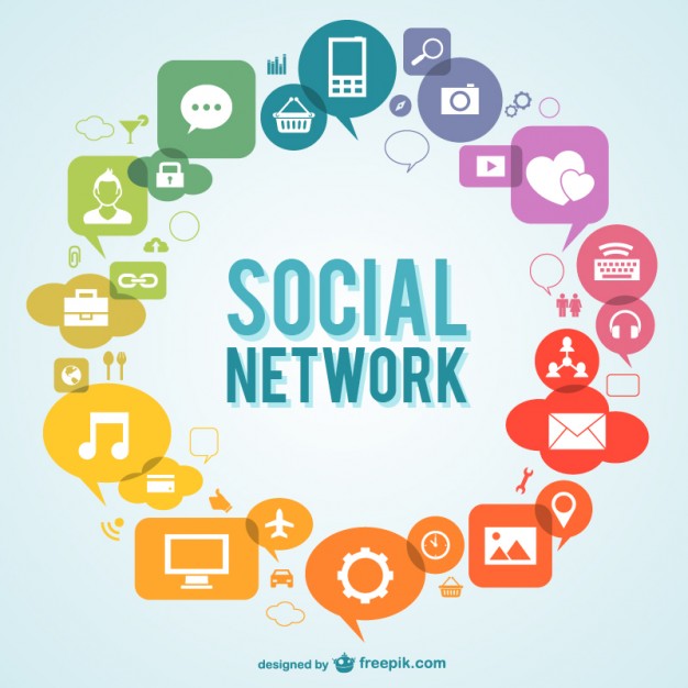626x626 Social Network With Icons Free Vector