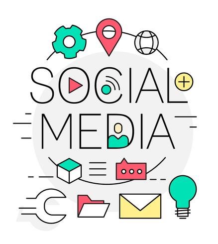 438x490 Free Linear Social Media Vector Illustration