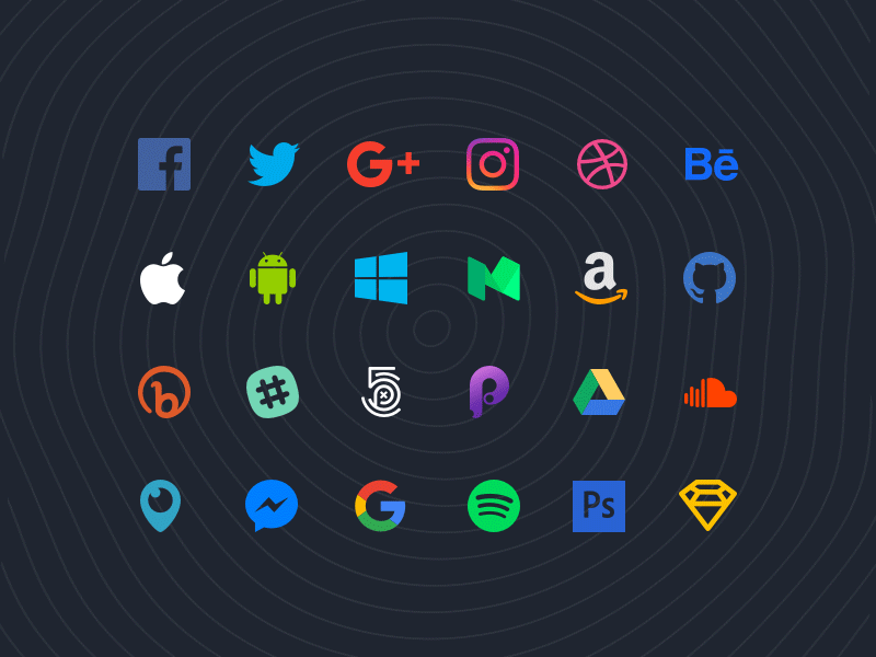800x600 Popular Flat Social Icons For Sketch