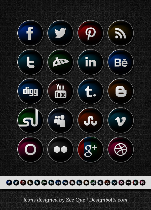 600x835 Fresh Free Vector Round Black Social Network Icon Set