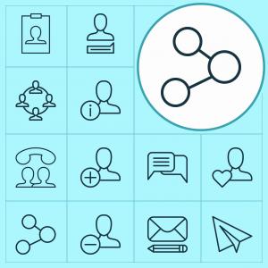 300x300 Flat Internet Community And Social Network Icons Vector Icon Set