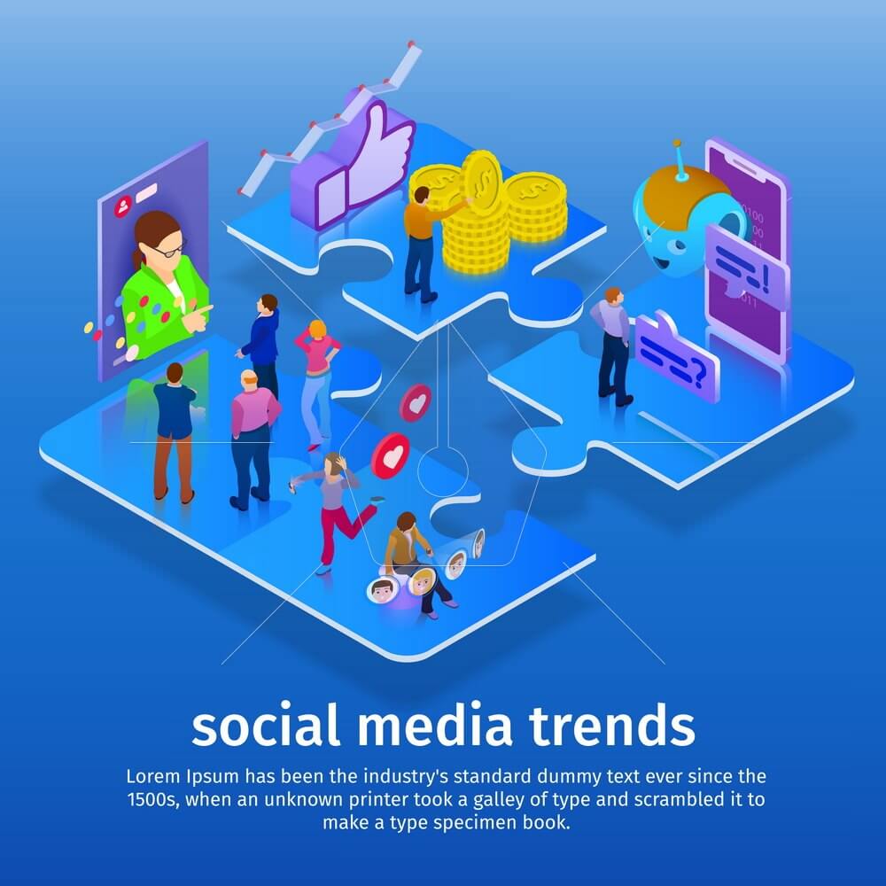 1000x1000 Trends In Social Media People In Social Network Vector