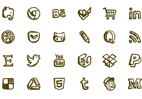 495x346 Friendly Icons Hand Drawn Vector Social Media And Apps Icons