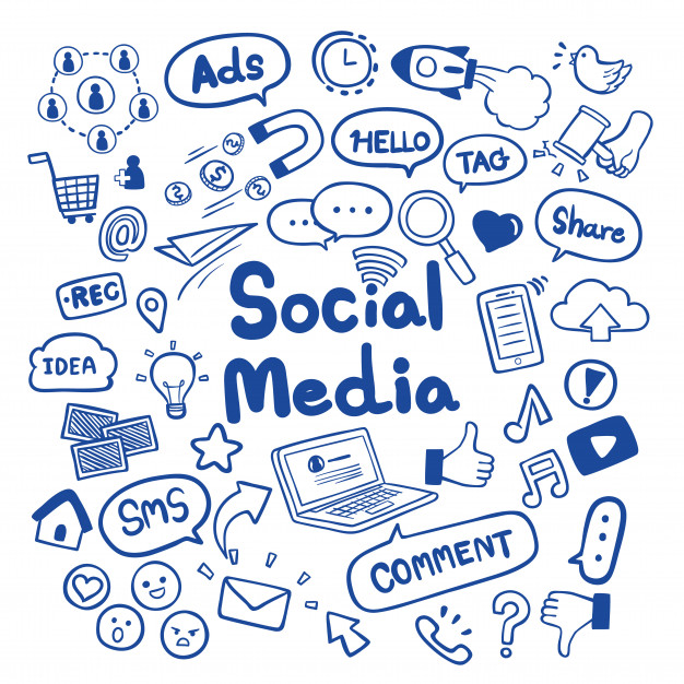 626x626 Social Media Hand Drawn Doodles Background Vector Vector Premium