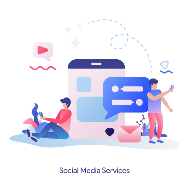640x640 Vector Illustration Concept Of Social Media Services With Chat