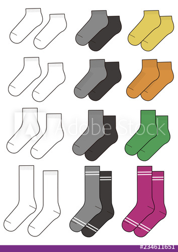 Socks Set Fashion Flat Sketche Vector Template 354x500 Socks Set Fashion Flat Sketche Vector Template