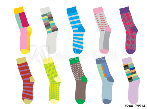 Colorful Set Of Socks Vector Illustration 500x370 Colorful Set Of Socks Vector Illustration