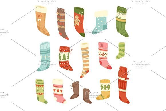 Christmas Socks Vector Santa Xmas New Year Gift Traditional 580x387 Christmas Socks Vector Santa Xmas New Year Gift Traditional
