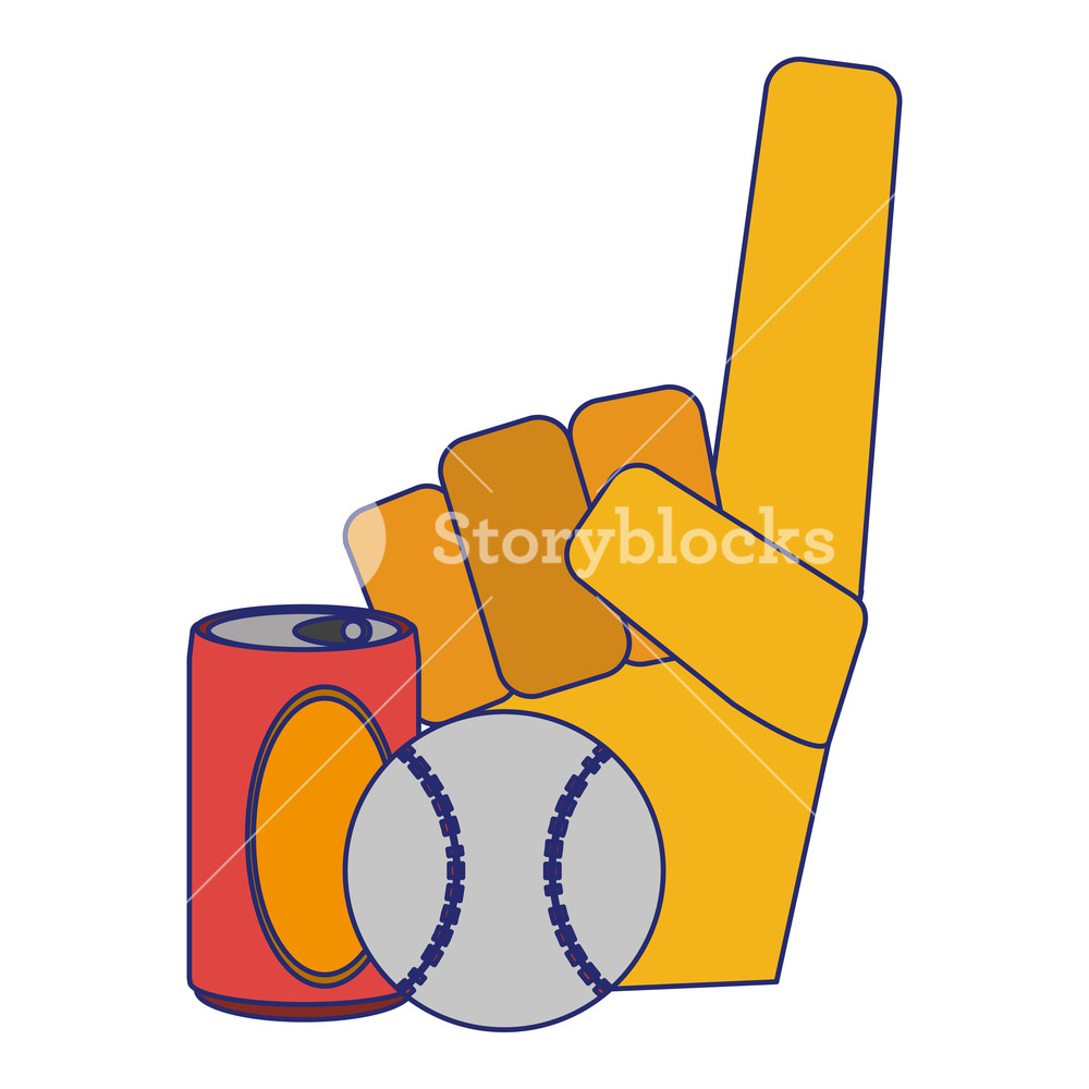 1000x1000 Sport Fan Glove With Ball And Soda Can Vector Illustration Graphic