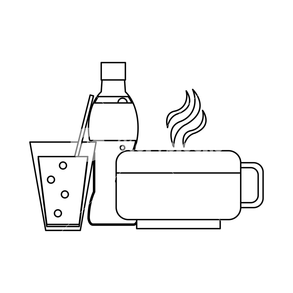 1000x1000 Soda Cup Bottle And Coffee Cup Vector Illustration Graphic Design