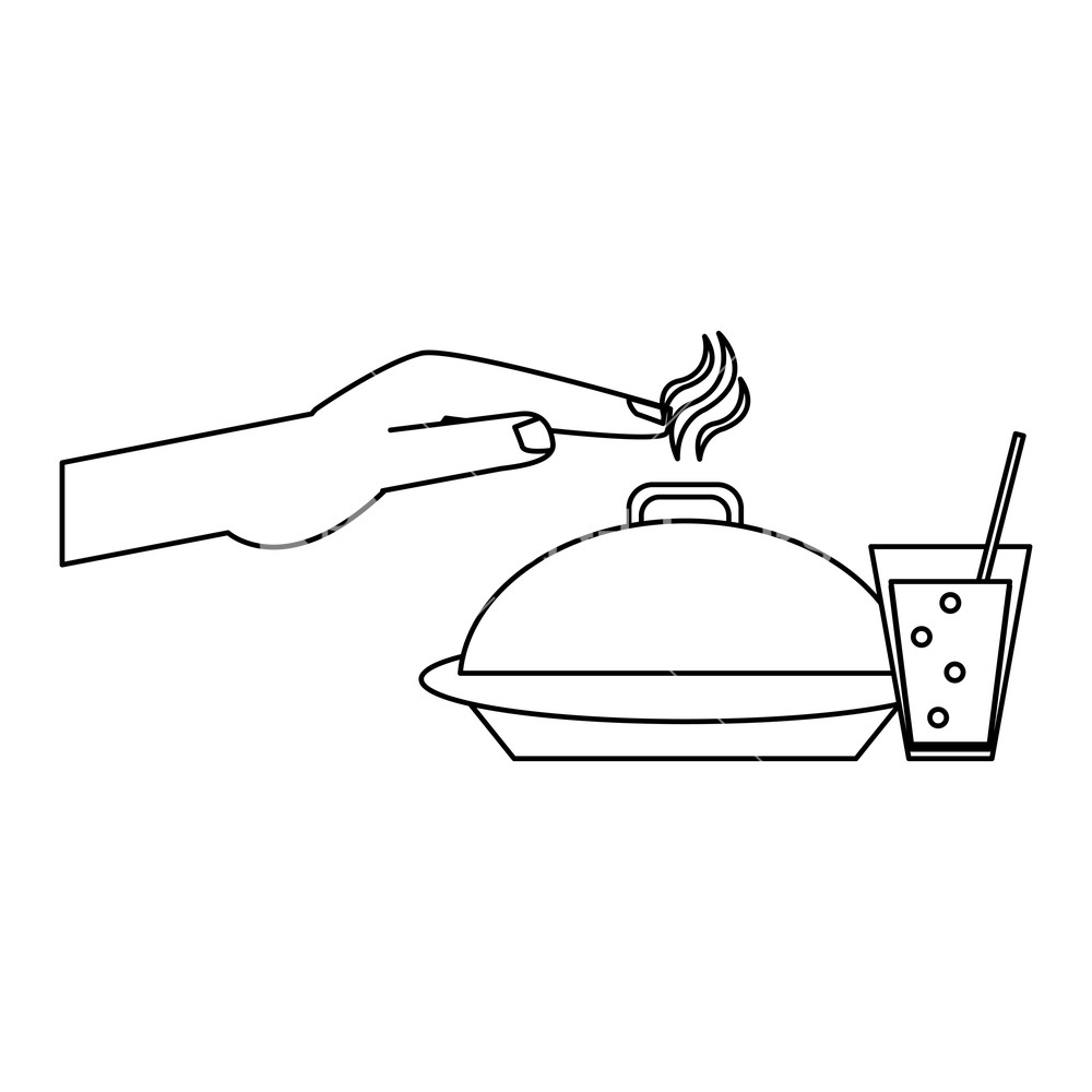 1000x1000 Hand On Hot Dish Dome And Soda Cup Vector Illustration Graphic