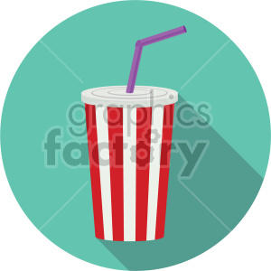 300x300 Soda Cup With Straw On Circle Background Vector Flat Icons Clipart