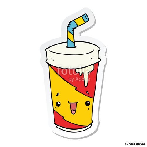 500x500 Sticker Of A Cartoon Soda Cup Stock Image And Royalty Free Vector