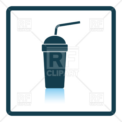 400x400 Disposable Soda Cup And Flexible Stick Icon Vector Image