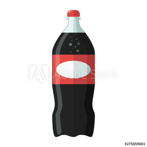 500x500 Flat Icon Bottle With Soda Vector Illustration