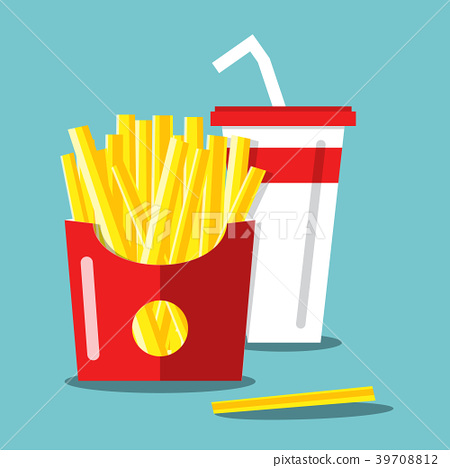450x468 French Fries With Soda Vector Flat Design Food
