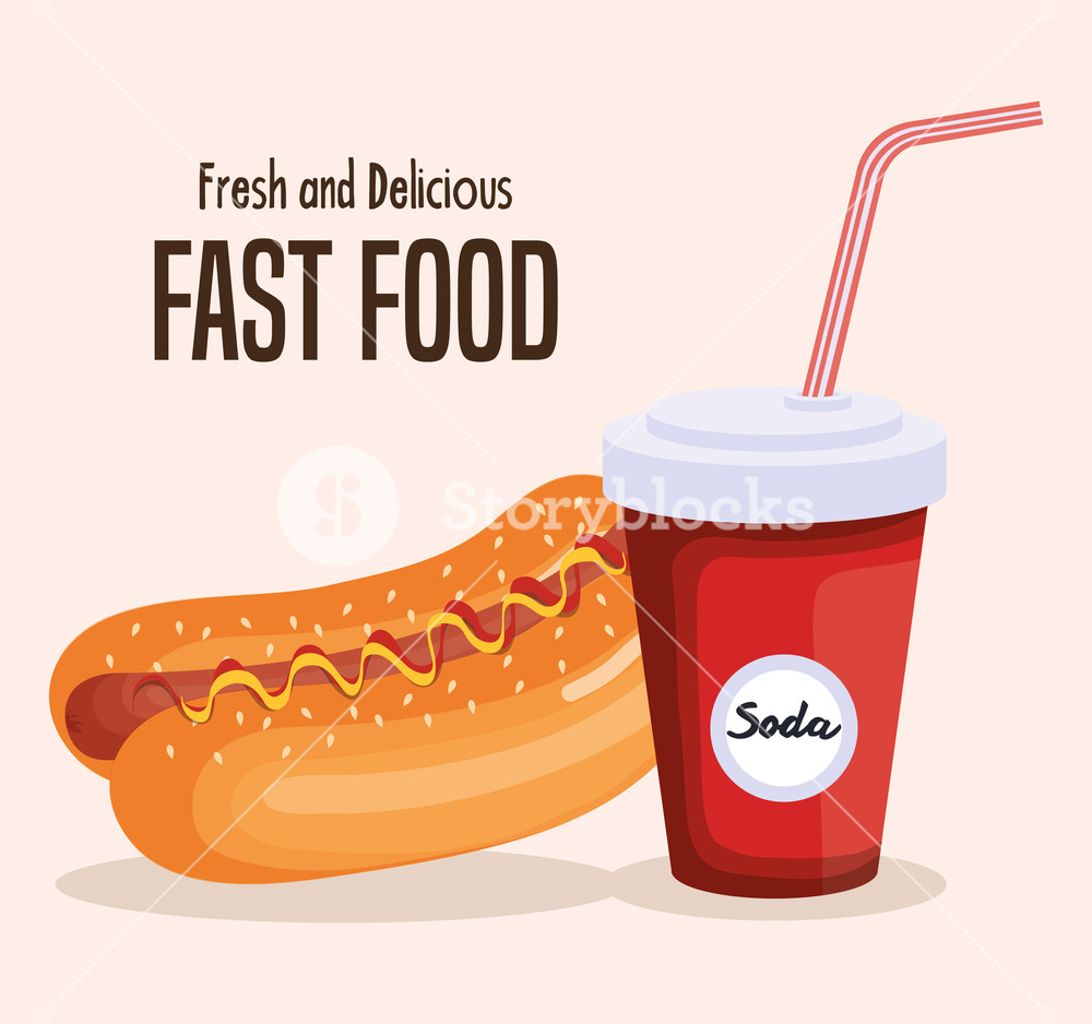 1000x938 Delicious Hot Dog With Soda Vector Illustration Design Royalty