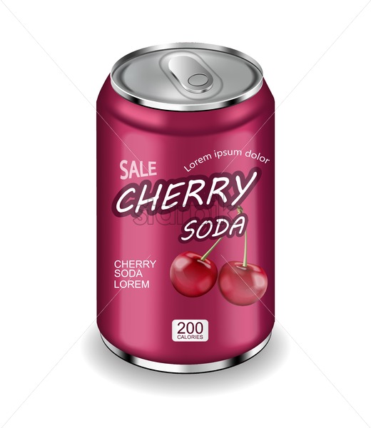 520x600 Cherry Soda Vector Realistic Isolated On White Illustration