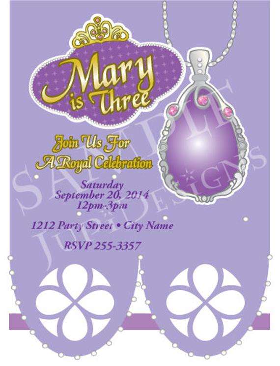 570x744 Sofia The First Birthday Party Invitation Custom Invite Princess