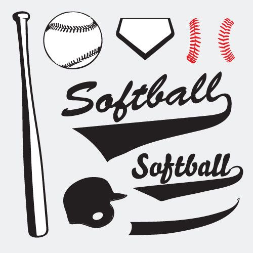 500x500 Softball Vector Set Clip Art Softball Softball, Clip