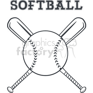 300x300 Softball Over Crossed Bats Logo Design Vector Illustration