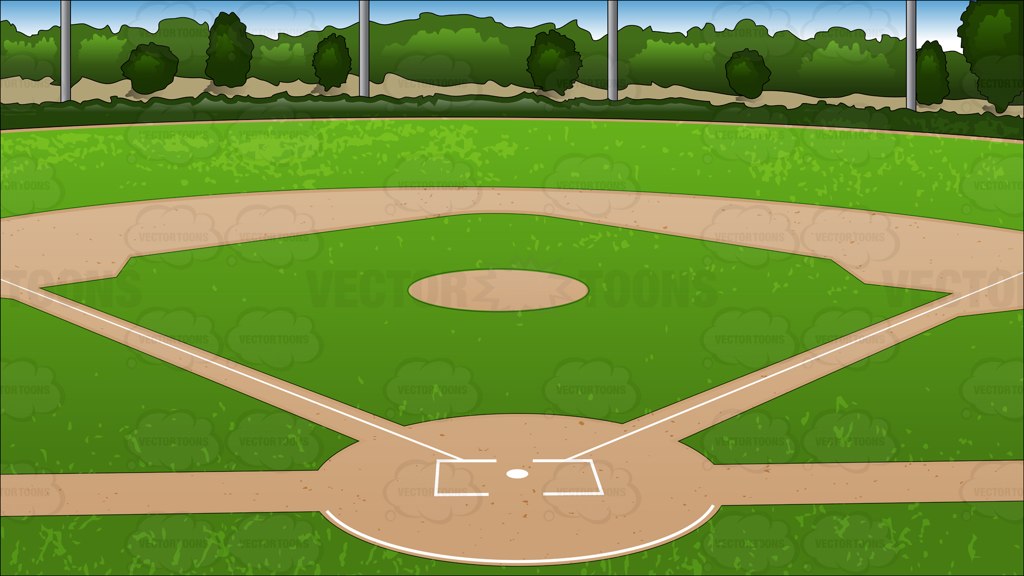 1024x576 Baseball Field Baseball Diamond Background Vector Clip Art Cartoon