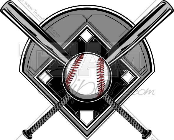 590x475 Baseball Or Softball Field With Bats Graphic Vector Template