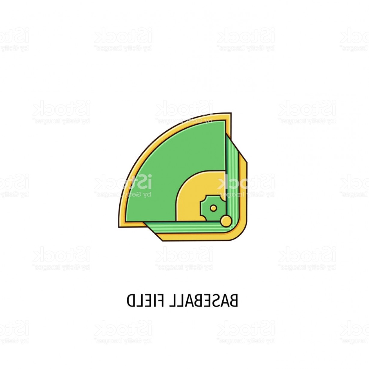 1228x1228 Baseball Or Softball Field Flat Color Line Icon On Isolated