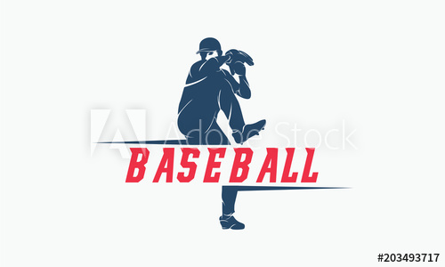 500x300 Softball Silhouette Logo, Baseball Logo Vector Illustration