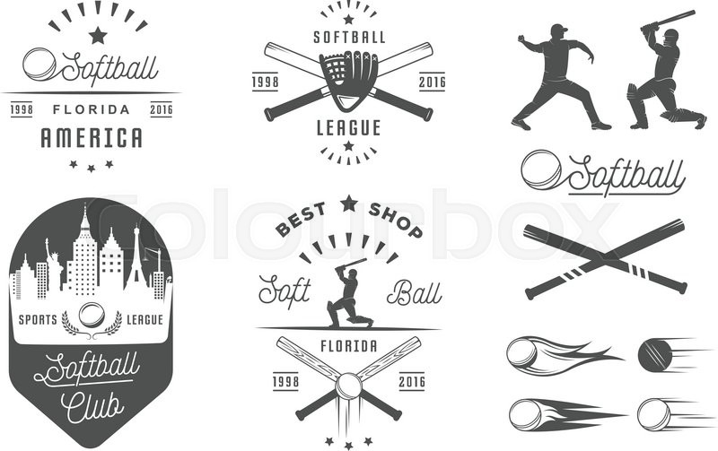 800x503 Vector Set Softball Badges And Logos Stock Vector Colourbox