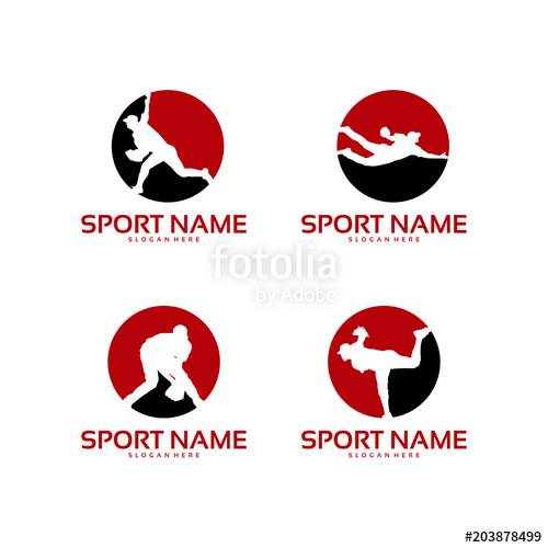 500x500 Set Of Softball, Baseball Iconic Logo Vector Illustration