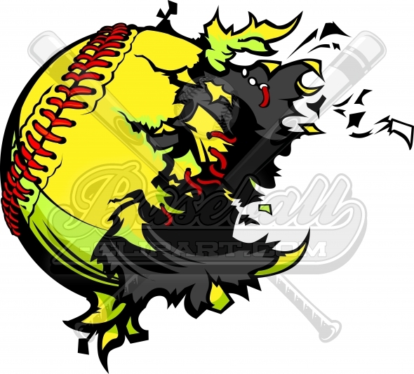 590x533 Exploding Softball Clipart Destroyed Softball Ball Vector Image
