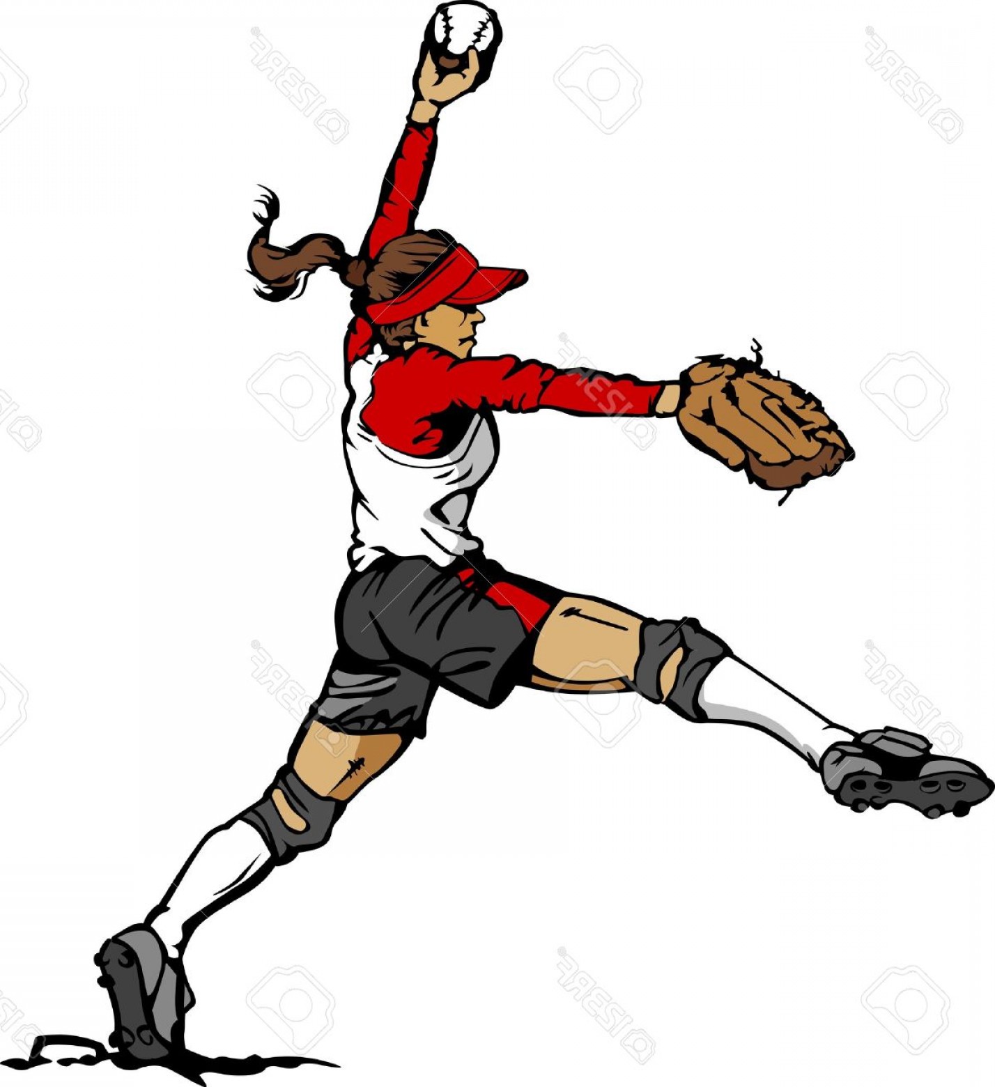 Softball Player Vector at Vectorified.com | Collection of Softball ...