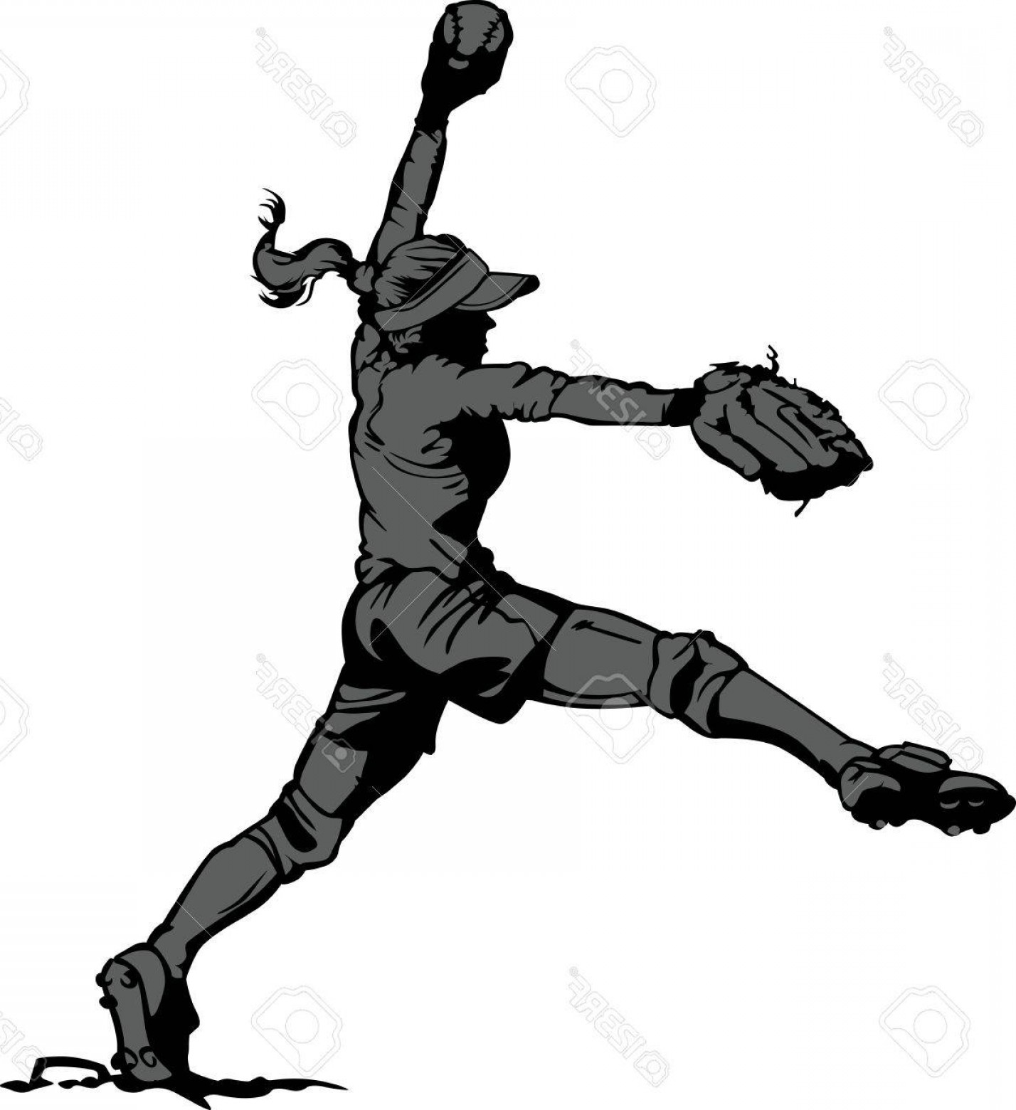 Softball Player Vector at Vectorified.com | Collection of Softball ...