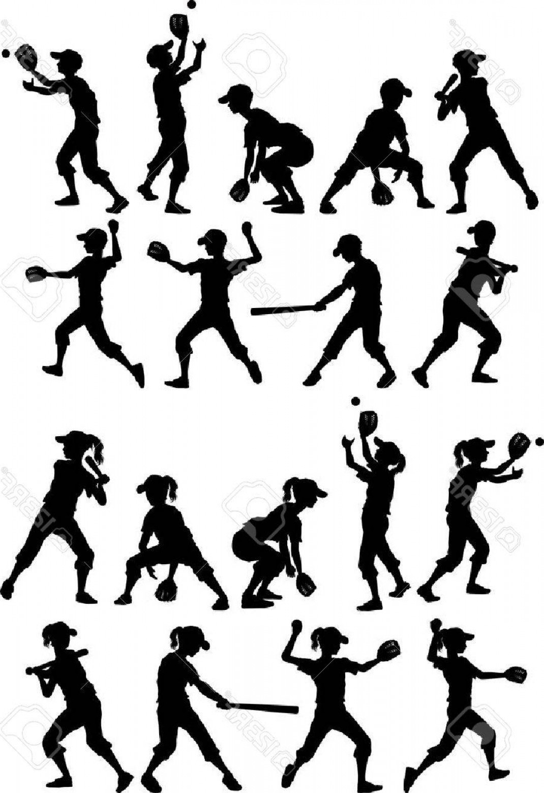 1070x1560 Softball Player Silhouette Vector Wallkeeper