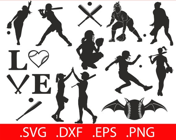 570x453 Softball Softball Silhouette Softball Etsy