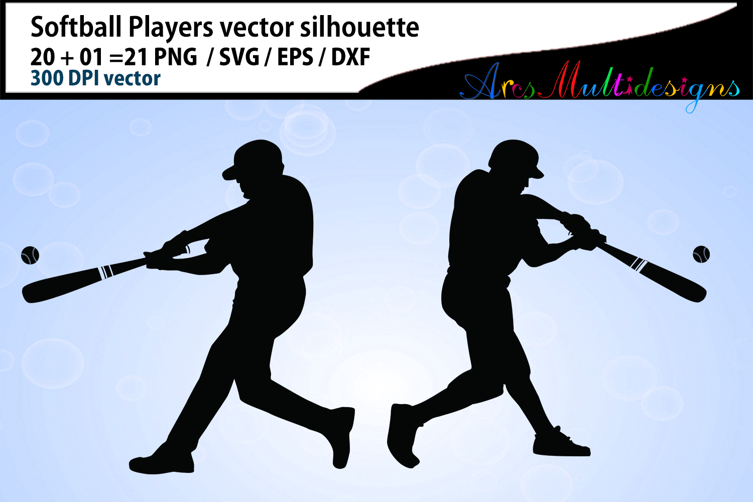1500x1000 Softball Silhouette Softball Players Bundle
