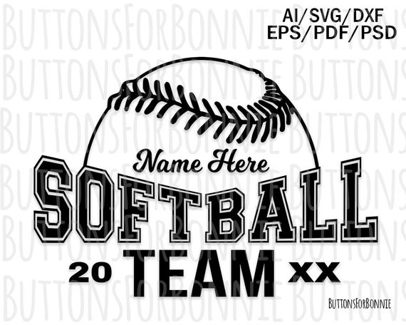 570x456 Softball Softball Vector Softball Emblem Softball Team Etsy