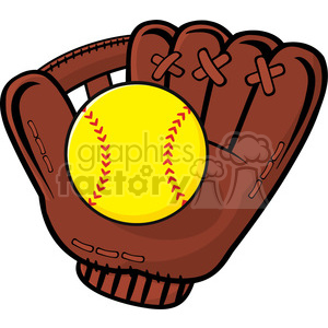 300x300 Baseball Glove And Yellow Softball Vector Illustration Isolated