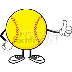 300x300 Softball Faceless Cartoon Mascot Character Giving A Thumb Up Vector