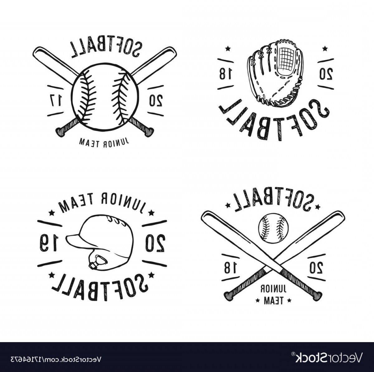 1200x1195 Hand Drawn Emblem Of Softball Vector Soidergi