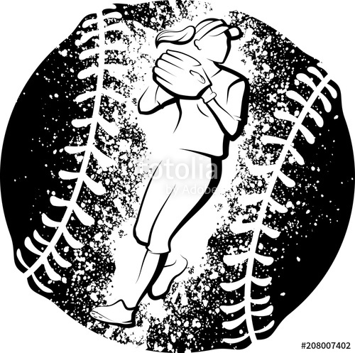 500x497 Softball Player Throwing With A Grunge Style Ball Stock Image