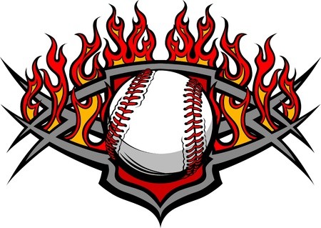 450x319 Graphic Baseball Or Softball Vector Image Template With Flames