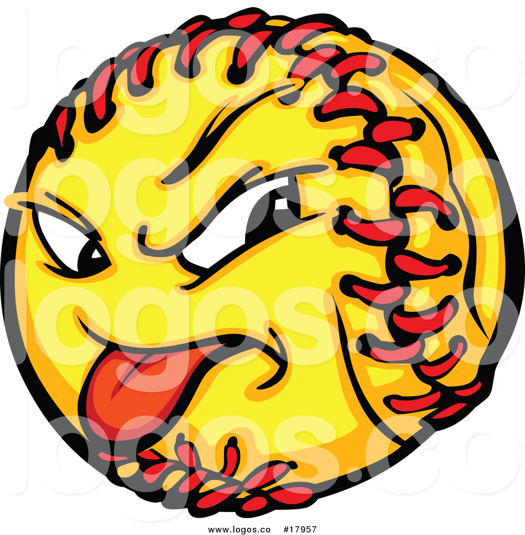 1024x1044 Royalty Free Vector Logo Of A Softball Mascot Sticking Its Tongue
